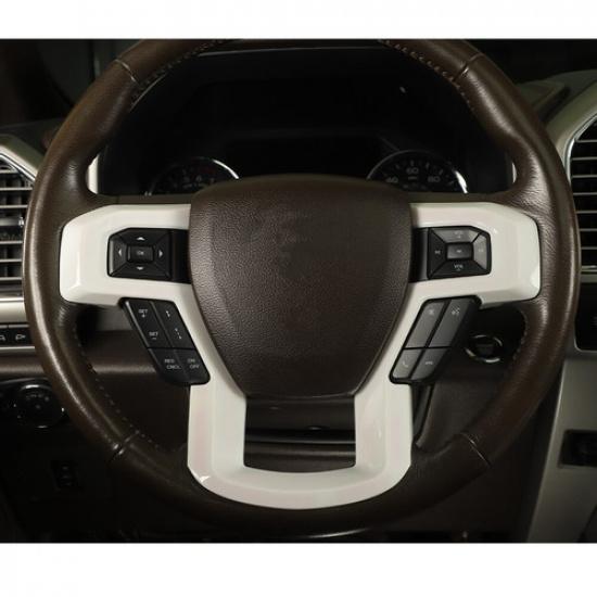 Steering Wheel Panel Frame Trim Cover for Ford Bronco +Accessories White ABS