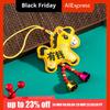 Chinese Style Zodiac Mascot Pendant Blessing Embroidery Car Hanging Pendant with Tassels Lucky Fragrant Bag Gift
