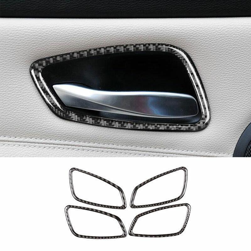 For BMW 3-Series 2005 2006-2012 Real Carbon Fiber Inner Door Handle Cover Trim