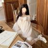 French Bow Shoulder Bubble Sleeve Chiffon Wrinkle Dress Sweet Off Shoulder Loose Elegant Fairy Short Skirt Female