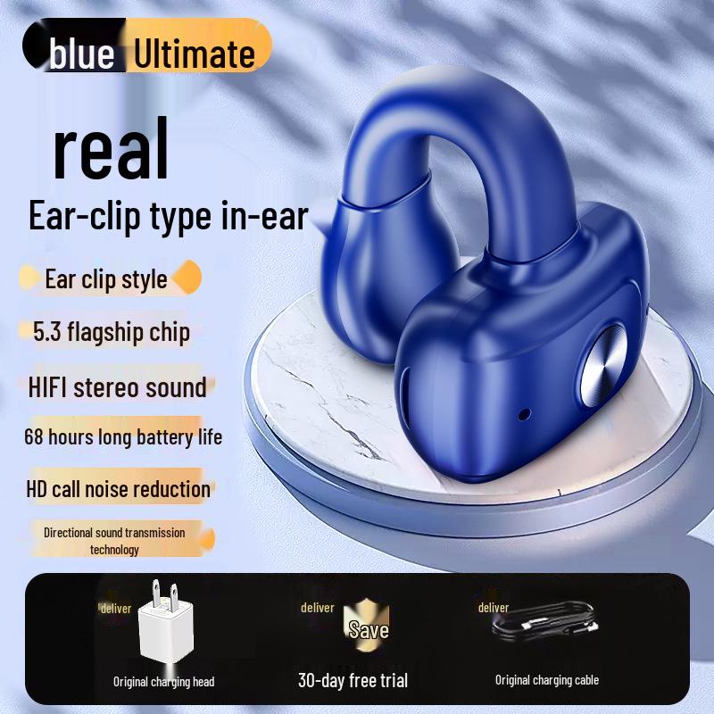 Mini Wireless Bluetooth Ear Clip: Sports Noise-Canceling Earphones with Long Battery Life
