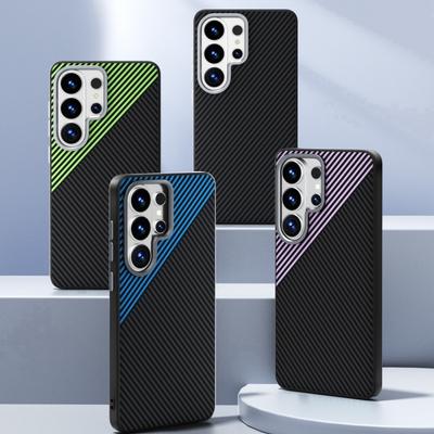 Luxury Carbon Fiber Pattern Phone Case for Samsung Galaxy S26 Ultra S25 Edge S26Pro S24 Plus FE Wireless Charging Magnetic Cover