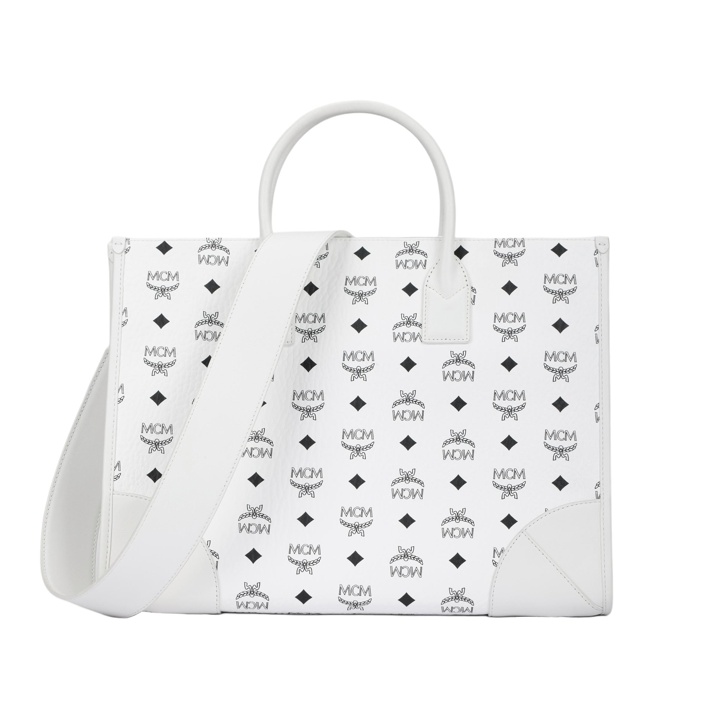 

MCM Munchen Visetos Monogram Large Capacity Tote Bag Women Tote Bags White MWTCSBO02WT001 Basic Set (Bag+Dust Bag)