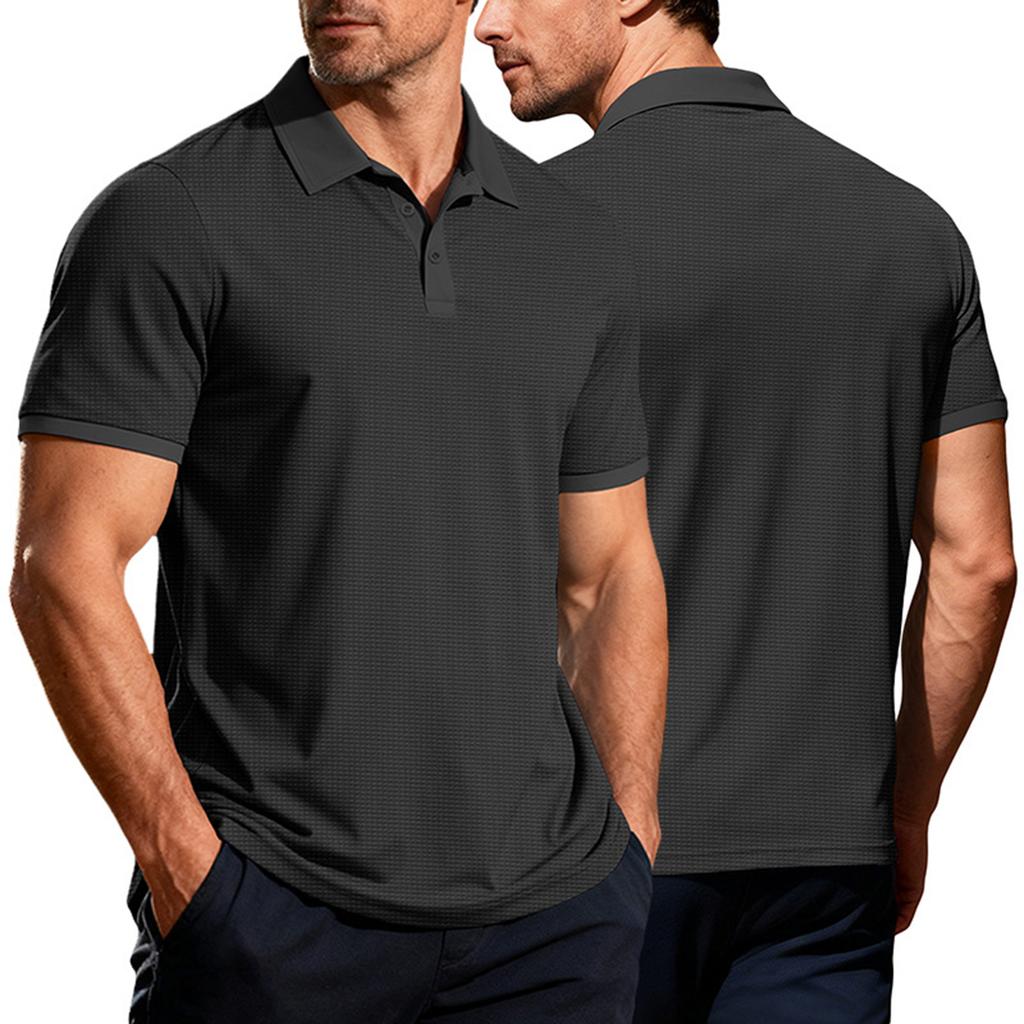 Men's Golf Shirt Casual Sports V Neck Ribbed Collar Short Sleeve Fashion Casual Solid Color Plain Spring & Summer Regular Fit