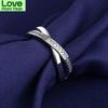 New Women Ring 18k White Gold Fashion Cross Row Adjustable S925 Silver Rings Diy Jewelry Festival Birthday Gift