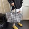 Yogodlns Large Capacity Plaid Women's Canvas Shoulder Bags Simple Commuter Female Shopping Bag College Girls Book Tote Travel Handbags