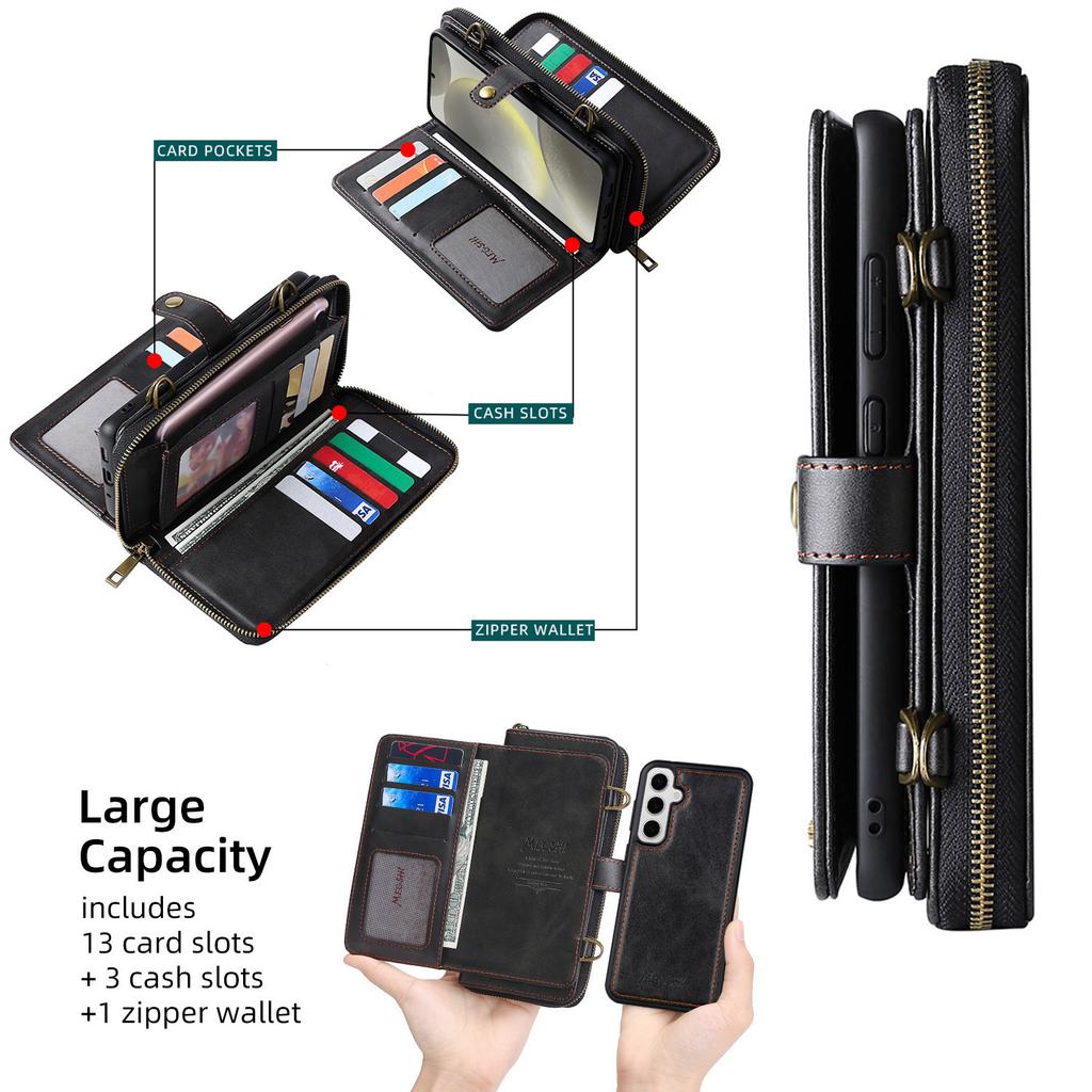 MEGSHI 020 Series for Samsung Galaxy S24+ Phone Case Crossbody PU Leather Foldable Stand Cover