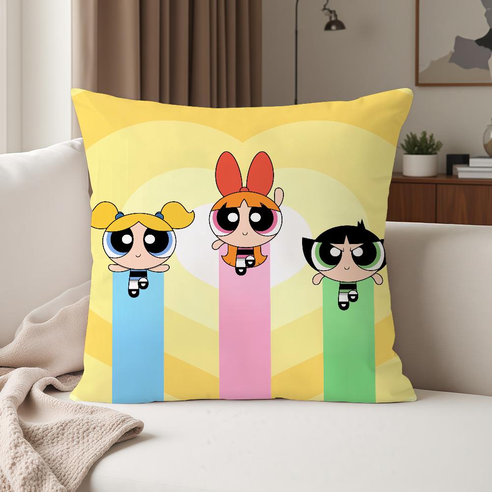 Anime The P-powerpuff Cute G-girls Pillow Case Suitable For Bedrooms Living Rooms Cars Home Decoration