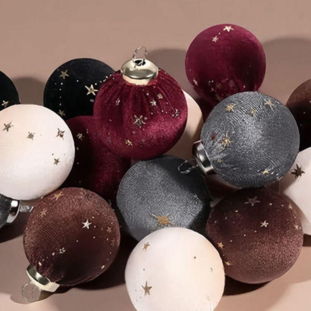 12 Stück/Set Kreative Samt-Weihnachtskugel-Ornamente 6cm Bruchsicher Weihnachtsbaum-Hängeanhänger Elegant Kunststoff