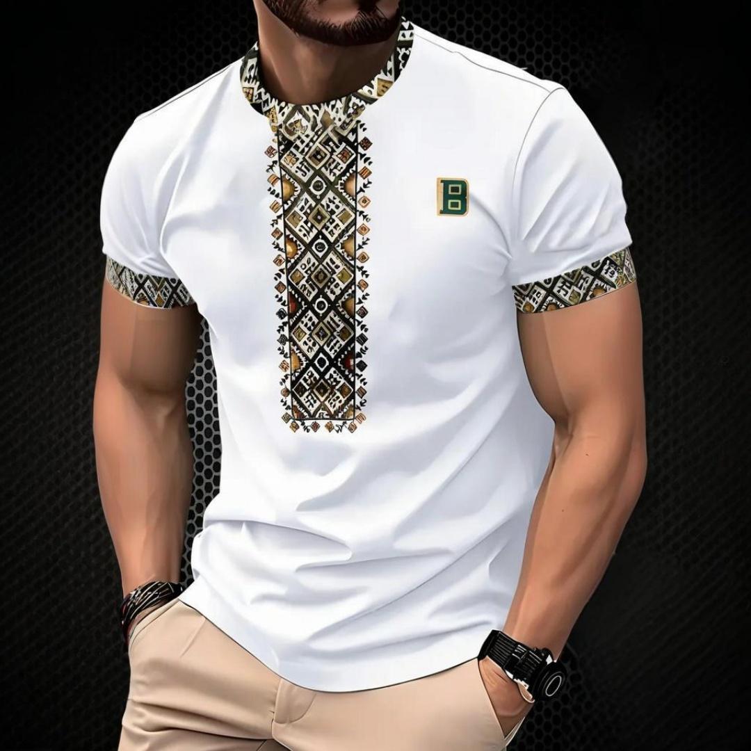 

Мужская этническая футболка с коротким рукавом, ретро Харадзюку, геометрический принт, топы для активного отдыха, мужская одежда оверсайз 5 XL