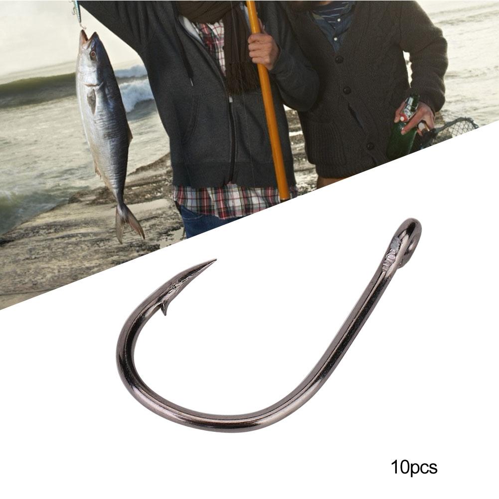 100PCS High Carbon Steel Fishing Hooks with Sharp Barb Hook Fishers Accessory Black with Hole