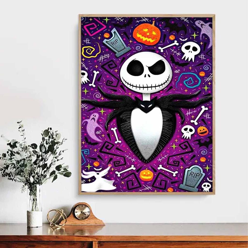 5D DIY Diamond Art Painting Kits for Adults, Halloween Skull Full Round Crystal Diamond Kits for Beginner for Home Wall Decorate