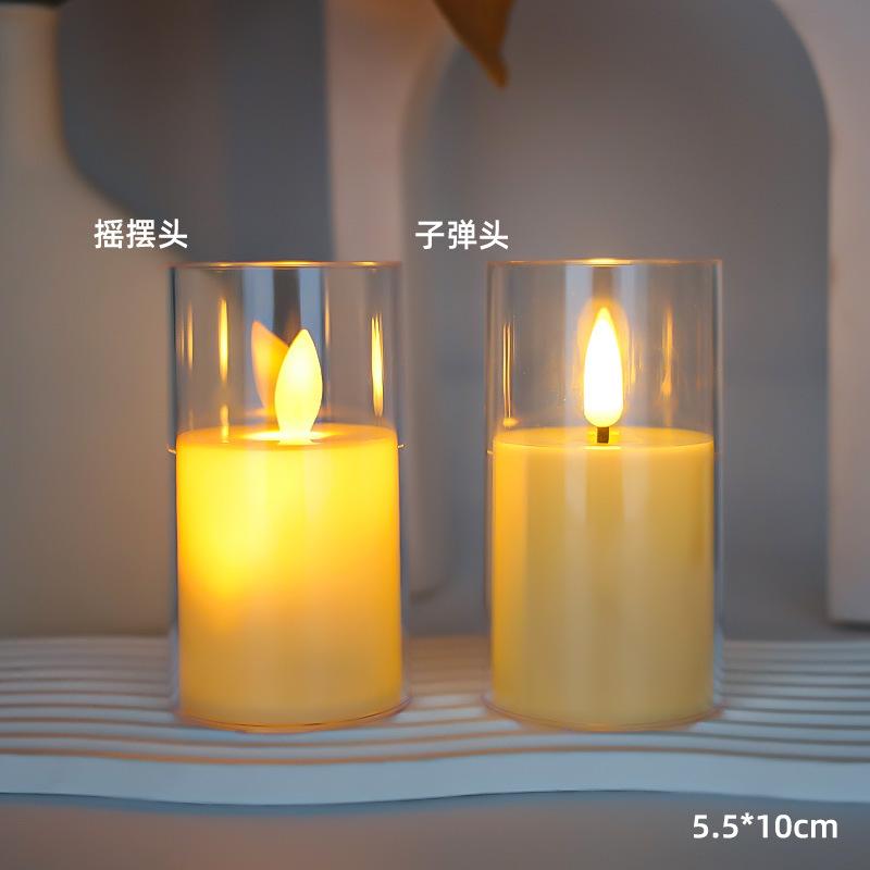 LED Electronic Candle Imitation Swing Acrylic Glass Wax Candle for Christmas, Birthday, Wedding Atmosphere Decoration