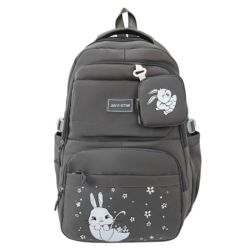 

Мультяшный женский рюкзак большой вместимости, студенческий школьный рюкзак с кошельком для монет серый