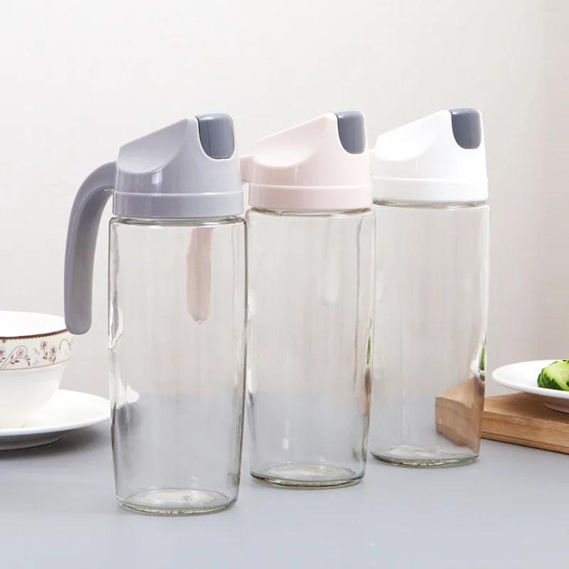 300/600/630ML Kitchen Glass Oil Bottle Dispenser Automatic Opening Closing Bottles For Oil And Vinegar Honey Olive Oil Container