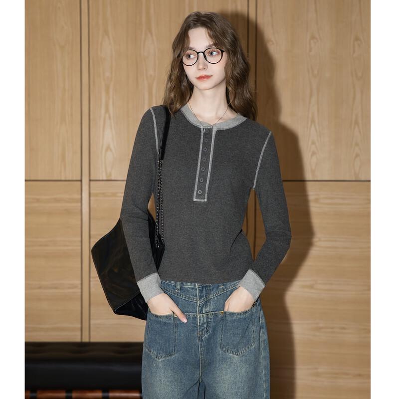 TonLion Women s Half-Placket Knit Base Shirt L