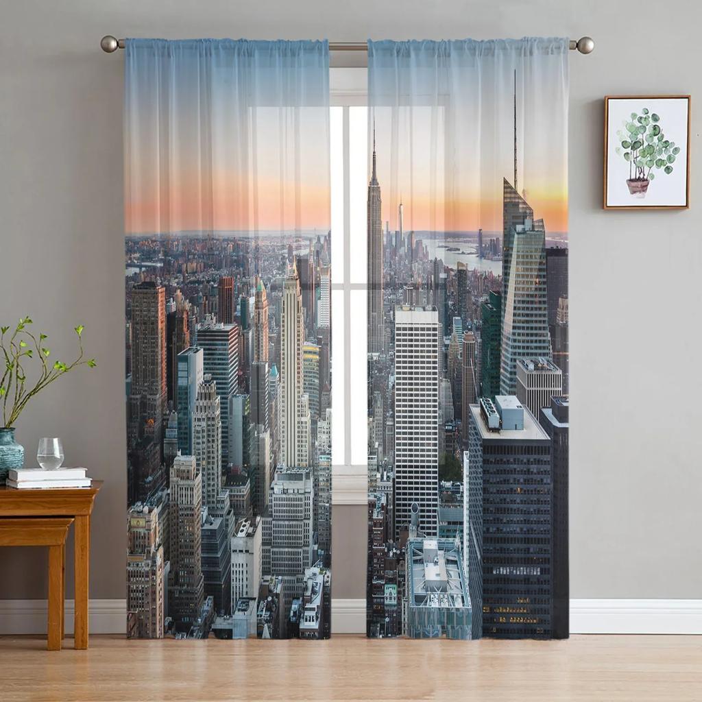Paisagem jardim cenário chiffon sheer cortinas para sala de estar quarto decoração casa janela voiles tule cortina