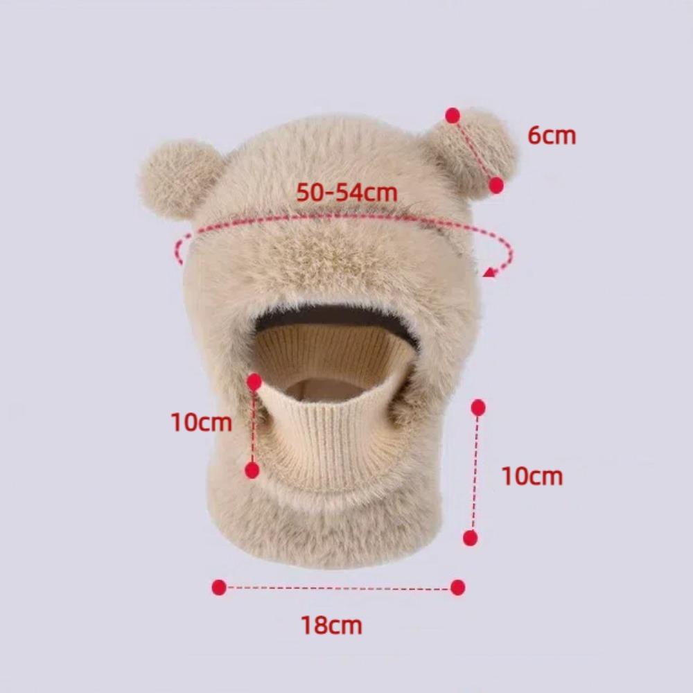 Neuer warmer Schal Maske Integrierte Mütze Bommel Winddicht Überziehmütze Kältefest Ohrenschutz Mütze Kinder