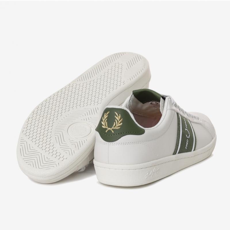 Fred Perry Unisex Leather Sneakers B721 Leather Graphic Branded Mesh
