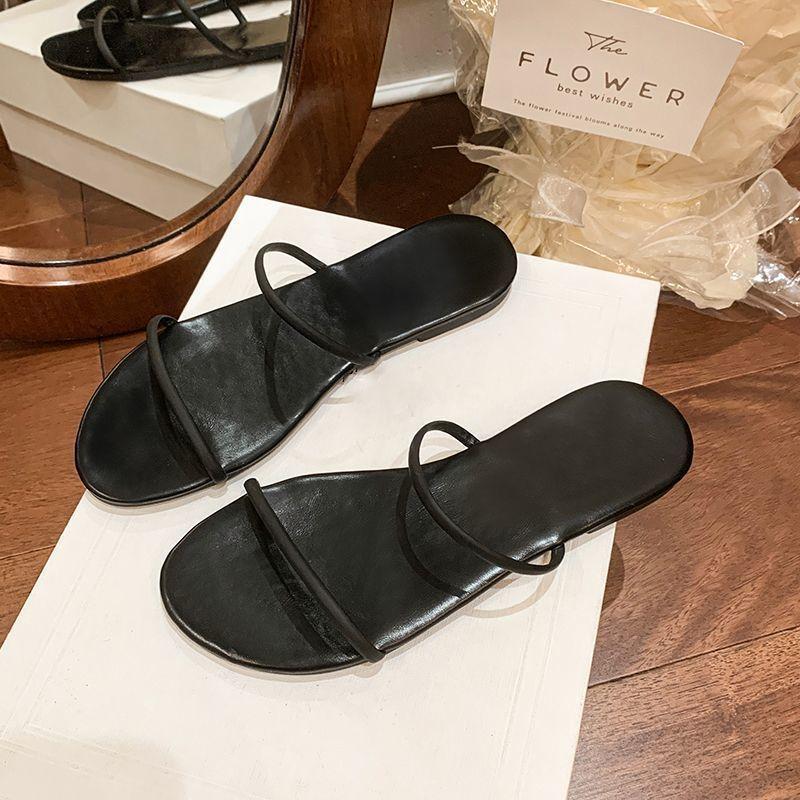 French Fairy Rhinestone Slippers Flat-soled Sandals Female 2025 Summer New Models with Skirts Popular Cool Slippers Outside