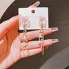 New Trendy Temperament Flower Long Pearl Fringed Earrings Niche Design Earrings Stud Earrings Women