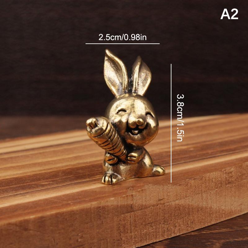 Niedliche Messingstatue Kaninchen im Vintage-Stil Kaninchenfigur Feng Shui Landschaftsbau Heim Schreibtisch Büro Regal Ornament Osterdekoration