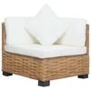 vidaXL Corner Sofa with Cushions Natural Rattan