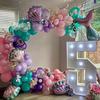 Bruiloft Verjaardag Babyborrel Geslachtsonthulling Decoraties Stofblauw Wit Ballonnenboog Slingerset