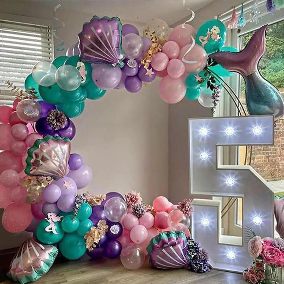 Bruiloft Verjaardag Babyborrel Geslachtsonthulling Decoraties Stofblauw Wit Ballonnenboog Slingerset