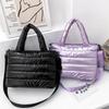 Bolsa Tote Puffer Acolchoada Leve de Penas para Mulher Ombro Transversal Bolsa de Mão