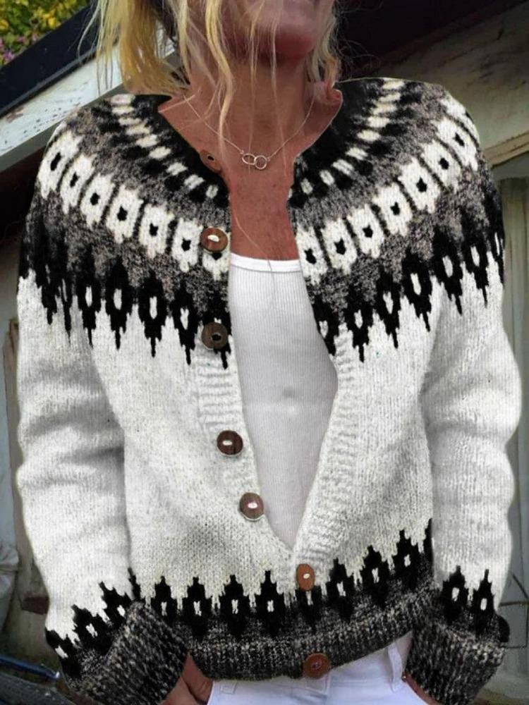 Damen Strickjacke Colorblock Locker Modisch Gestrickter Pullover Luxuriös Entspannte Passform Schlankmachendes und Vielseitiges Oberteil