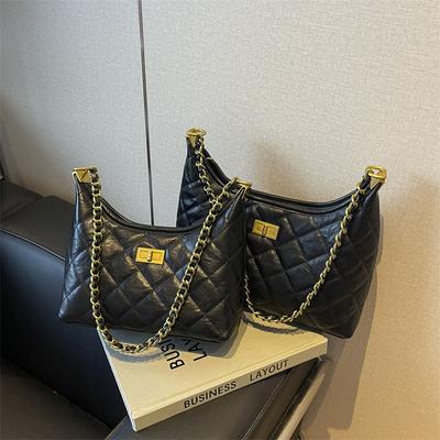 Light Luxury Rhombus Chain Underarm Bag Women'S Autumn And Winter Simple Temperament Shoulder Bag High-End Messenger Bag