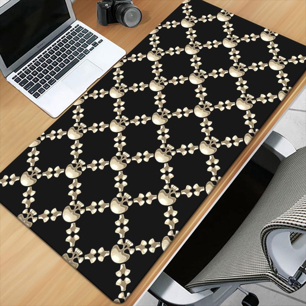 Xxl Large Gaming Desk Mat Black Golden Diamond Texture Nonslip Rubber Base Durable Decor Mouse Pad For Laptop Office Workstatio