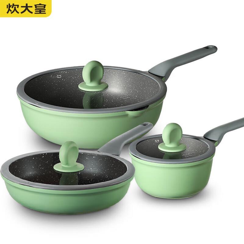 COOKER KING Bamboo Green Stone 3-Piece Cookware Set