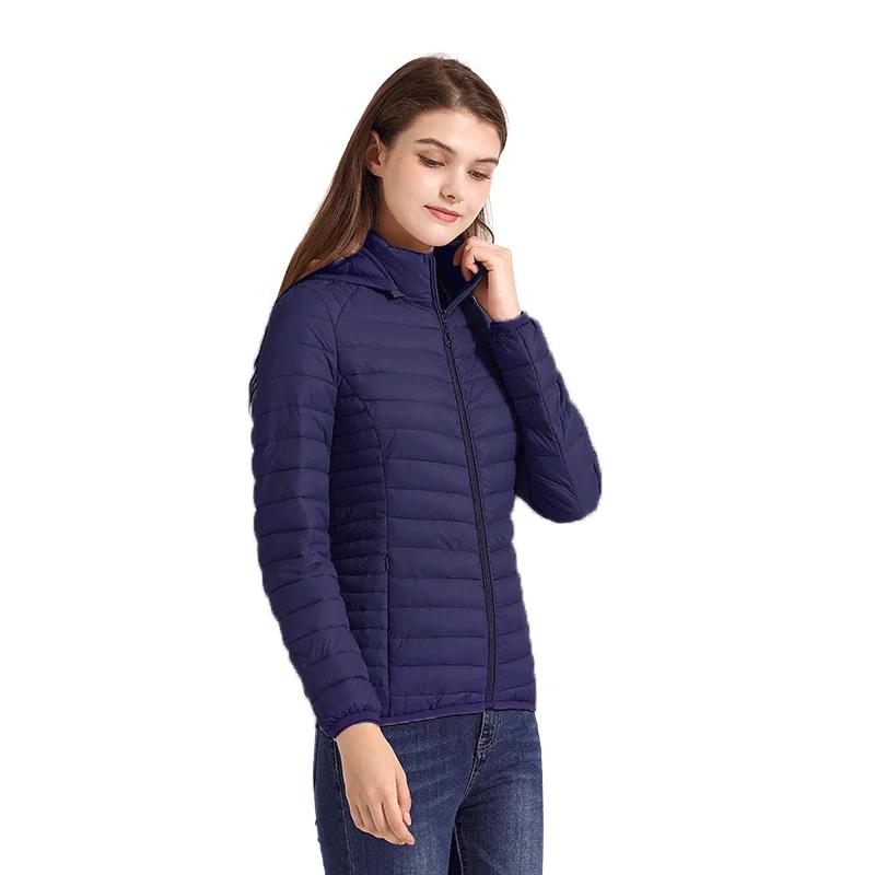 Women Fashion Ultralight Padded Puffer Jacket Coat Lady Soild Lightweight Warm Outwear with Detachable Hood Storage Bag