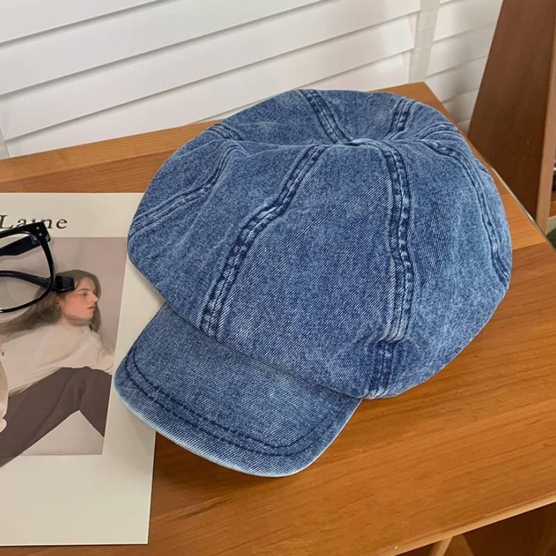 Classic Denim Beret Hat For Women With Wide Brim And Adjustable Fit For Spring And Fall