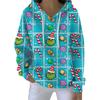 Ladies' Loose And Comfortable Drawstring V-neck Long Sleeved Christmas Printed Sweatshirt