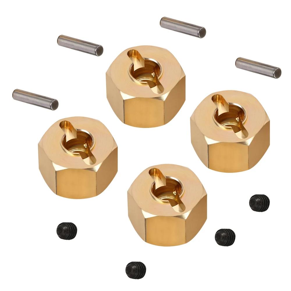 4 Pcs Brass Weighted Wheel Hex Hub 8/9/10MM For 1/10 Rc Crawler Vehicle Axial SCX10 90046 RR10 RGT 86100 MST UTB18 Parts