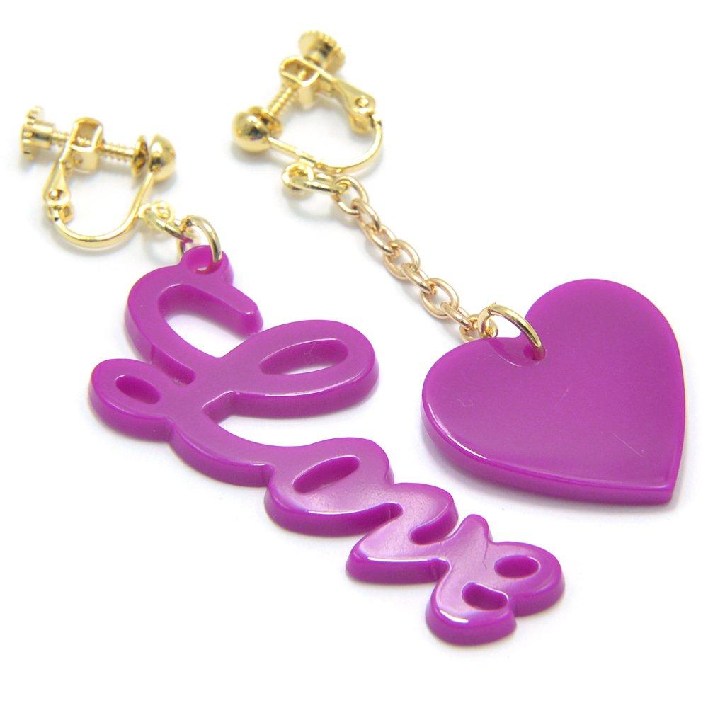 

Color LOVE Heart Earrings [PARIS KID S] & [Purple]