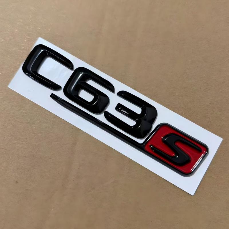 

1X New ABS C63s C43s Silver Black Red Plastic Car Trunk Rear Letters Badge Emblem Emblems Decal Sticker for MB C Class C43 S