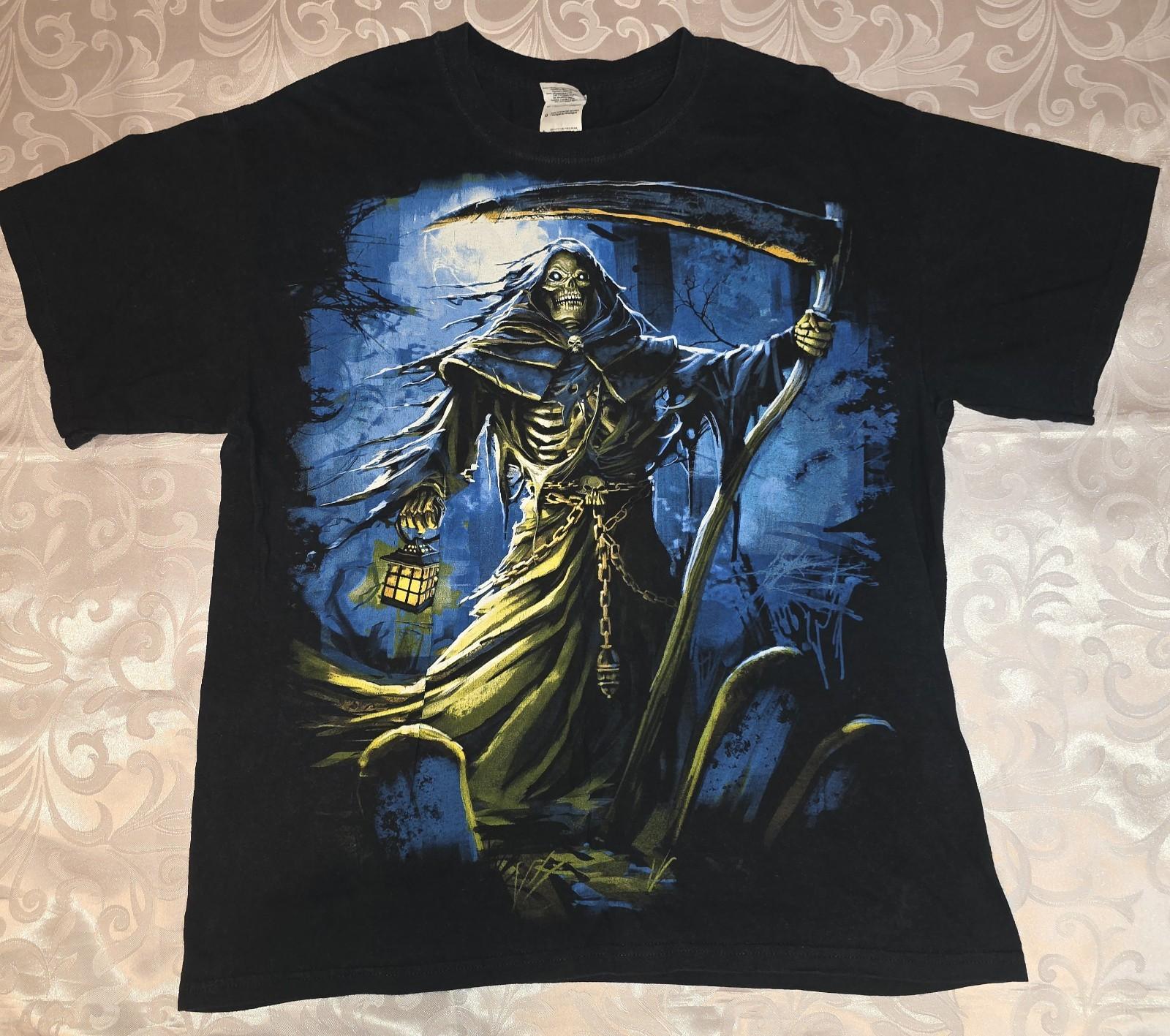 Vintage Grim Reaper Graphic Tshirt Size Large Y2K Grunge Goth Unisex T-Shirt S