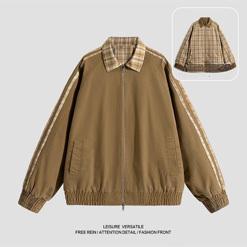 

Minimalist Pure Cotton Jacket Men s 2026 Jacket Striped Reversible Wear Casual Men s Lapel Spring Autumn Men s Clothes Breathable Work Casual Jacket S