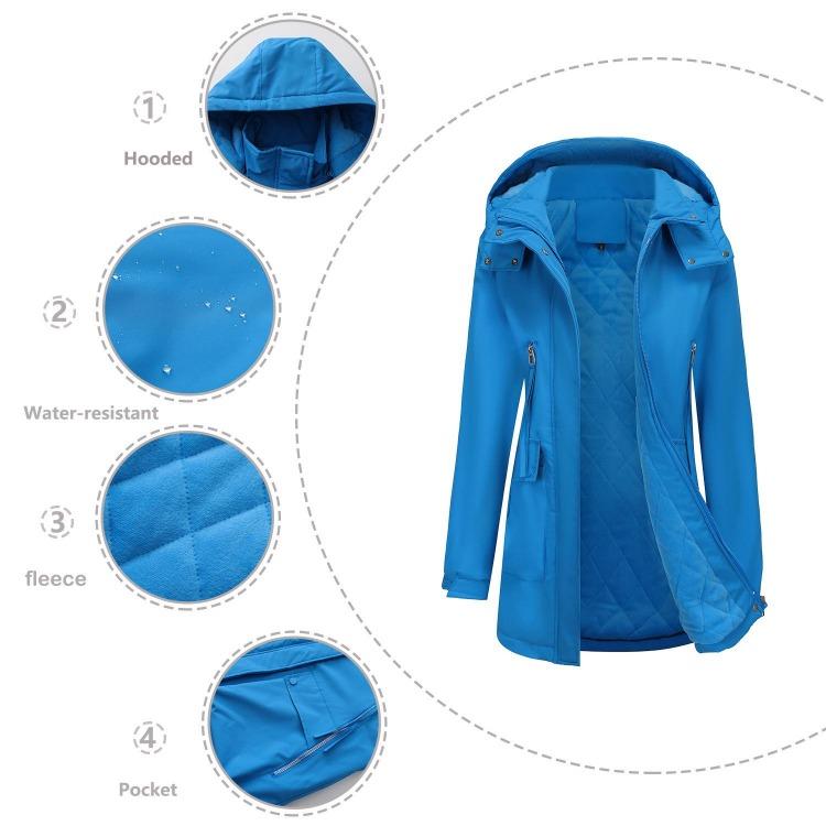 Flauschige Leichte Kapuzen-Mode Damen Verdickte Warme Winddichte Wasserdichte Bergsteigerjacke Bequem Langarm