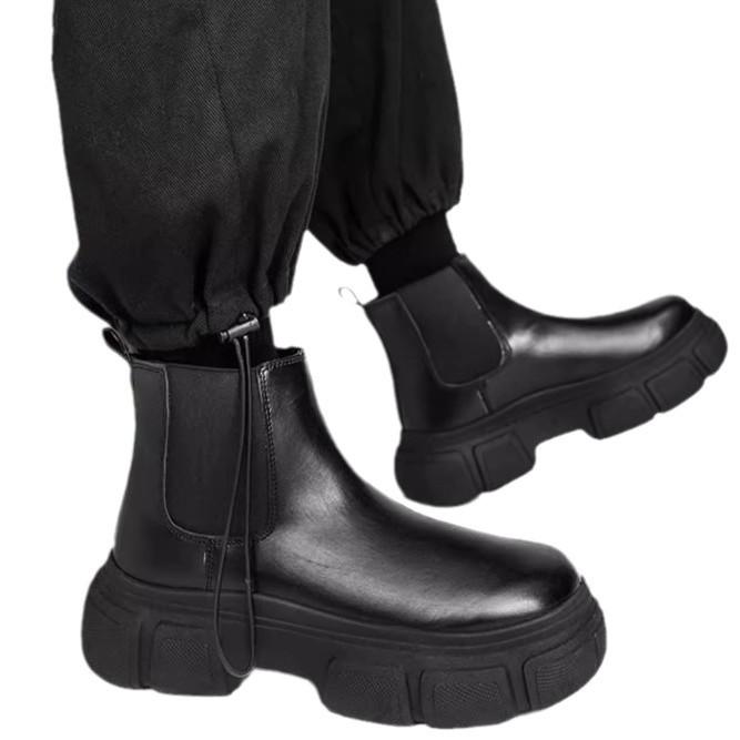 Chelsea Martin Boots Men's Autumn and Winter High-top British Style Casual Leather Boots Outdoor Waterproof and Non-slip Locomotive Tooling Boots