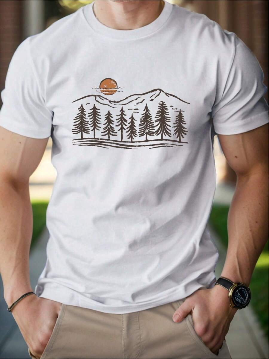 Manfinity LEGND Unisex s Moon Pattern Round Neck Short Sleeve T-Shirt M