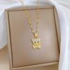 Light Luxury Cute Bear Full Of Zirconium Inlaid Real Gold Necklace Women'S Transfer Collarbone Chain With Jewelry