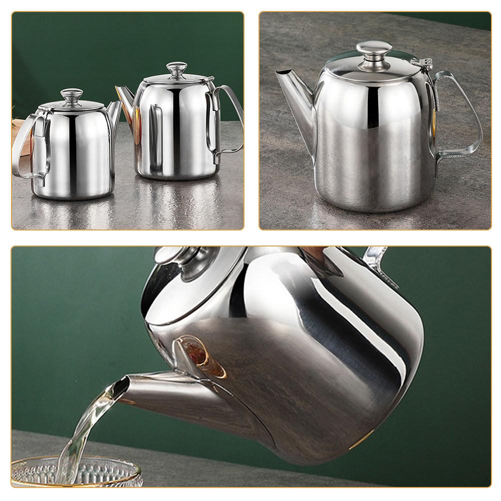 Stainless Steel Tea Pot Metal Teapot Modern Design Easy Pour Tea Kettle for Home Coffee Brewing Travel Stove Top Kettle