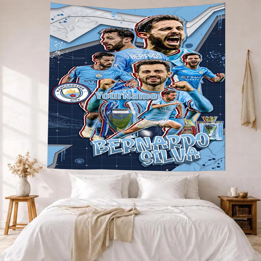 Manchester City Custom Your Name Wall Decor Tapestry Art For Pet Memorial Birthdaywedding Party Backdrop Family Gift