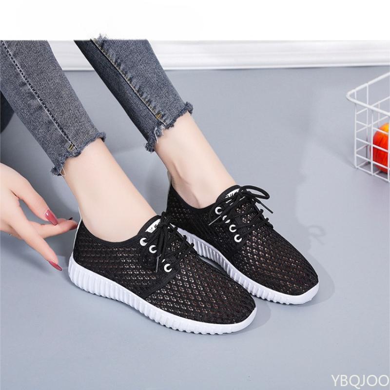Lightweight versatile Running Footwear Lace-up Sneakers Breathable Mesh Shoes Ladies Summer Hollow Out Sports Casual Shoes