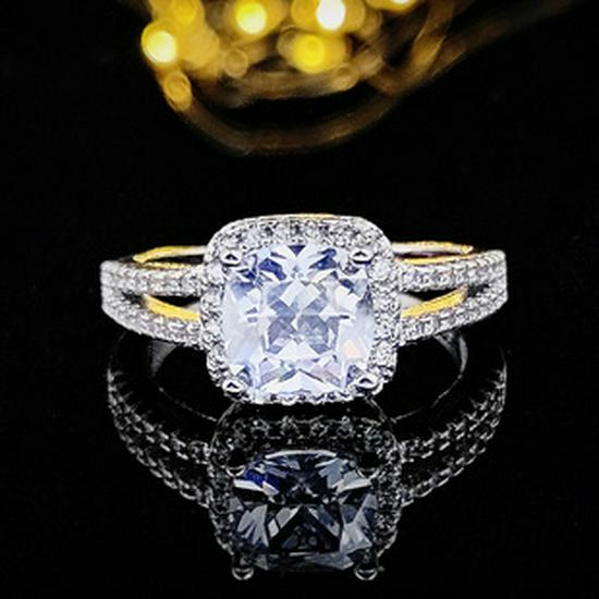 European & American Fashion Ring: Square Colored Diamond, Women's Daily/Wedding/Banquet R4898